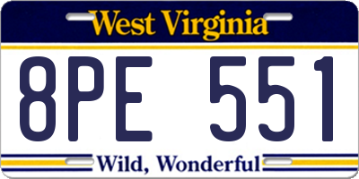 WV license plate 8PE551