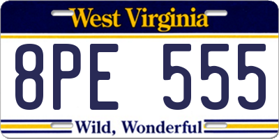 WV license plate 8PE555