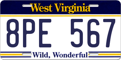WV license plate 8PE567