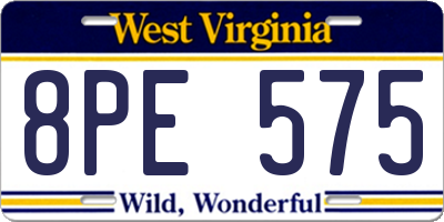 WV license plate 8PE575