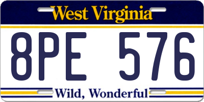 WV license plate 8PE576