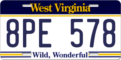 WV license plate 8PE578