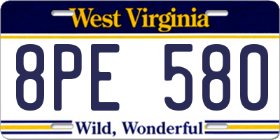 WV license plate 8PE580