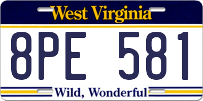 WV license plate 8PE581