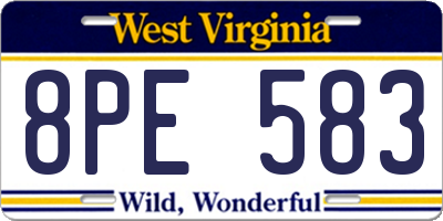 WV license plate 8PE583