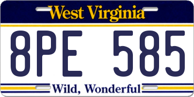 WV license plate 8PE585
