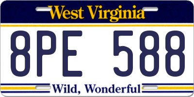 WV license plate 8PE588