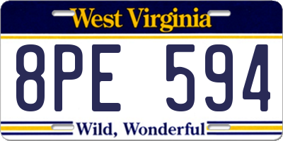 WV license plate 8PE594