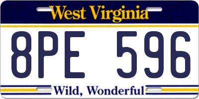 WV license plate 8PE596