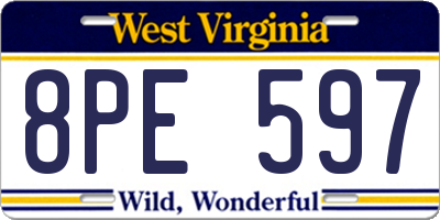 WV license plate 8PE597