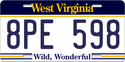 WV license plate 8PE598