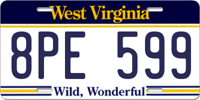 WV license plate 8PE599