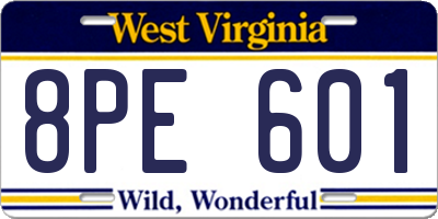 WV license plate 8PE601