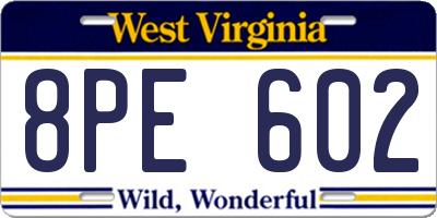 WV license plate 8PE602
