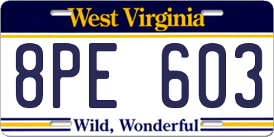 WV license plate 8PE603