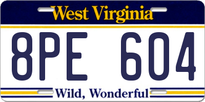 WV license plate 8PE604