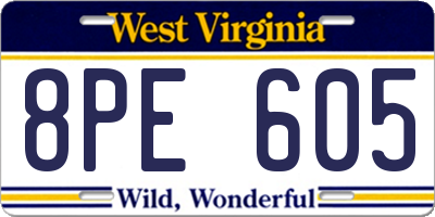 WV license plate 8PE605