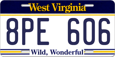 WV license plate 8PE606