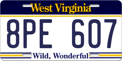 WV license plate 8PE607