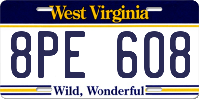 WV license plate 8PE608