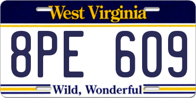 WV license plate 8PE609