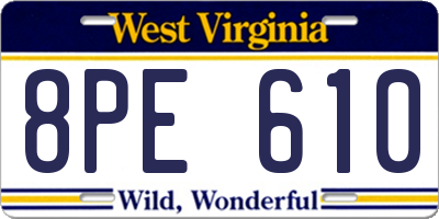 WV license plate 8PE610
