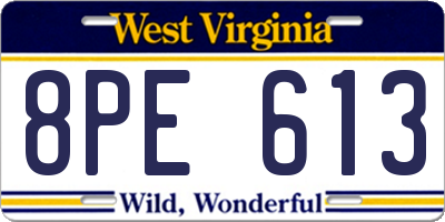 WV license plate 8PE613