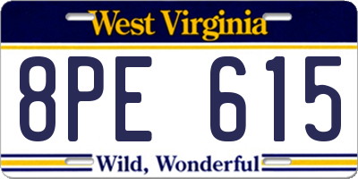 WV license plate 8PE615