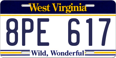 WV license plate 8PE617