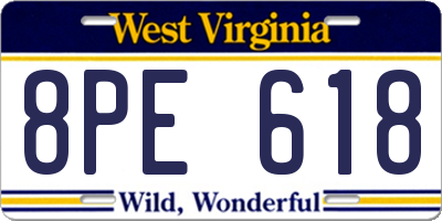 WV license plate 8PE618
