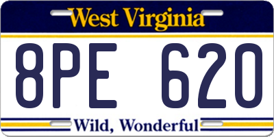 WV license plate 8PE620