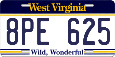 WV license plate 8PE625
