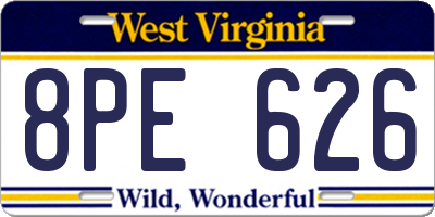 WV license plate 8PE626