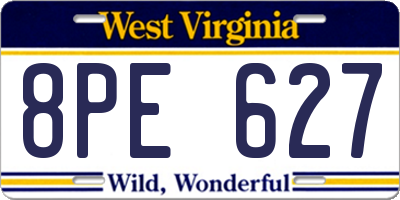 WV license plate 8PE627