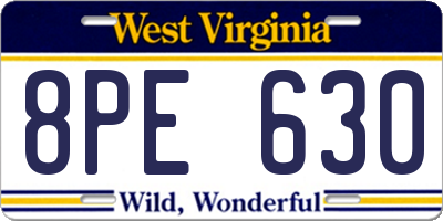 WV license plate 8PE630