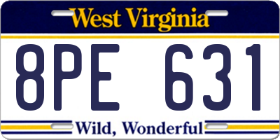 WV license plate 8PE631
