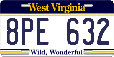 WV license plate 8PE632