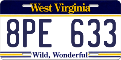 WV license plate 8PE633