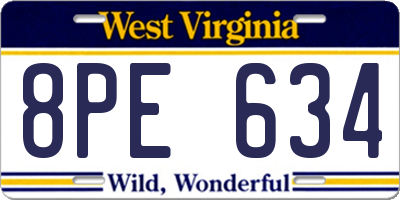 WV license plate 8PE634