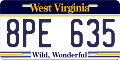 WV license plate 8PE635