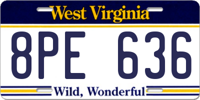 WV license plate 8PE636