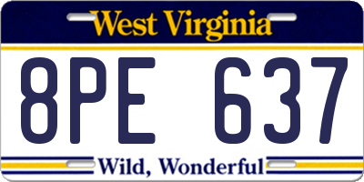 WV license plate 8PE637
