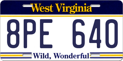 WV license plate 8PE640