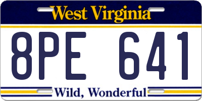 WV license plate 8PE641