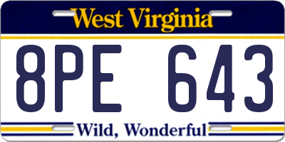 WV license plate 8PE643