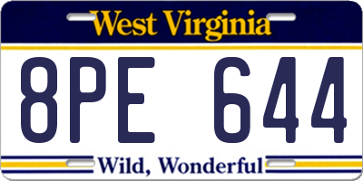 WV license plate 8PE644