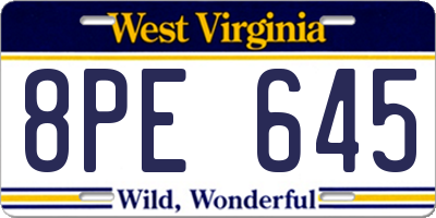 WV license plate 8PE645