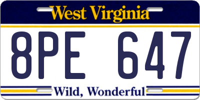 WV license plate 8PE647