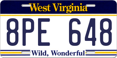 WV license plate 8PE648