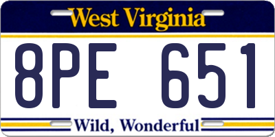 WV license plate 8PE651